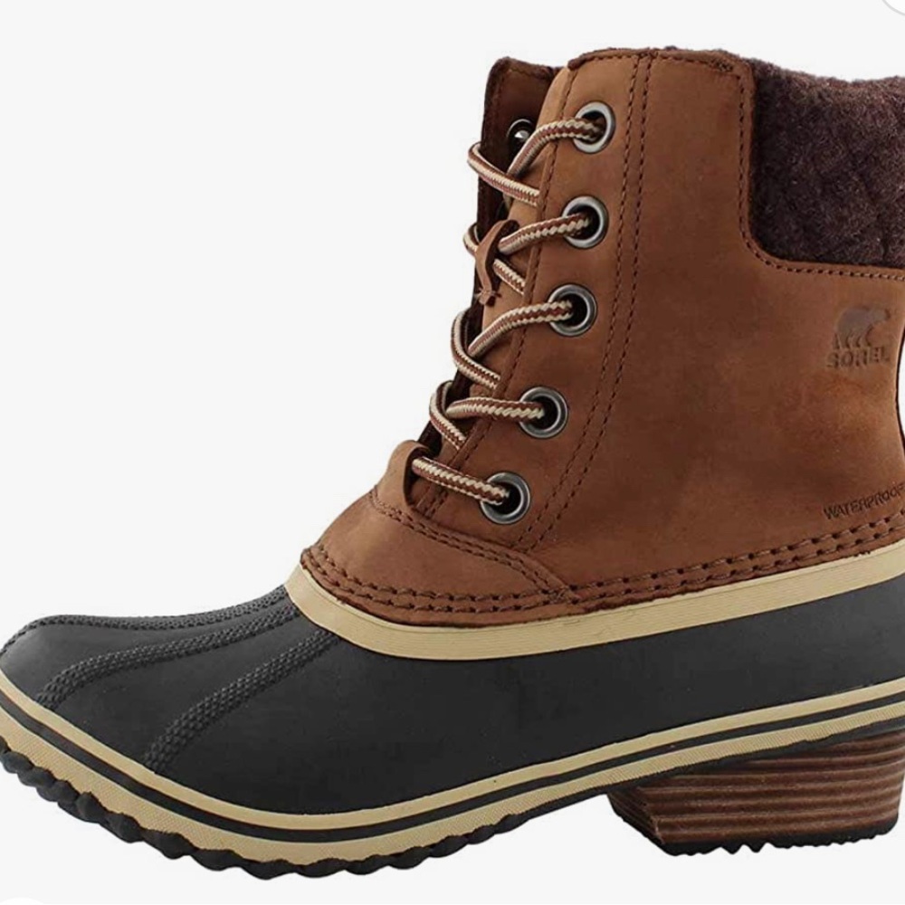 Sorel slim pack II waterproof leather lace up snow boots size 9.5